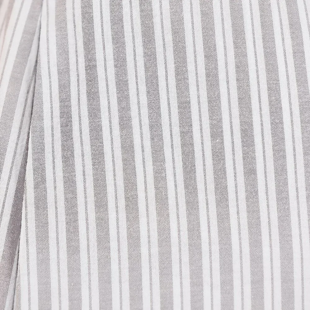 Breastfeeding Dress Cotton Gray Stripe Knee Length with Pockets and Zippers - Picture 7 of 7